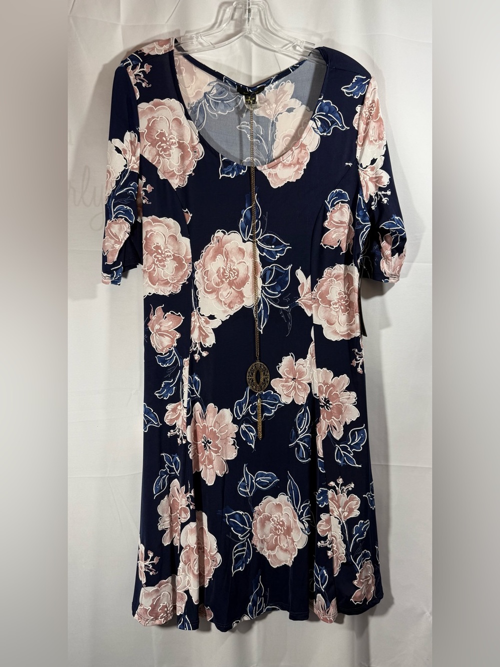 Espresso Navy Floral Midi Dress Size XL